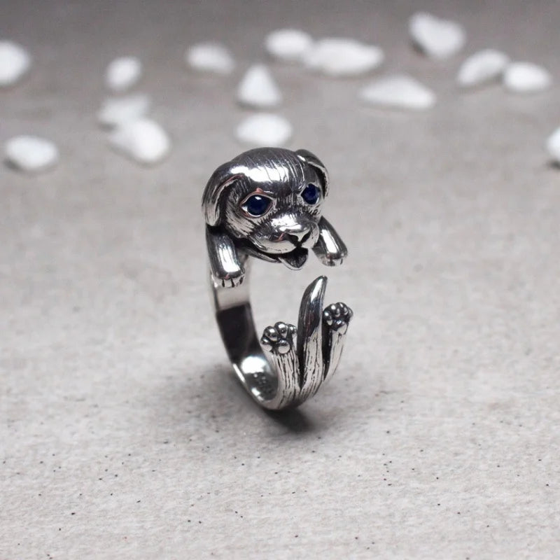 Silver Personality Dog Ring Finger for unisex.