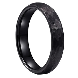 Men's Women's Wholesale Black Hammered Tungsten Cabide Wedding Band Engagement Rings Fashion Jewelry Domed Brushed Finish