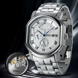 BERNY Men's Automatic Watch Waterproof Exhibition.