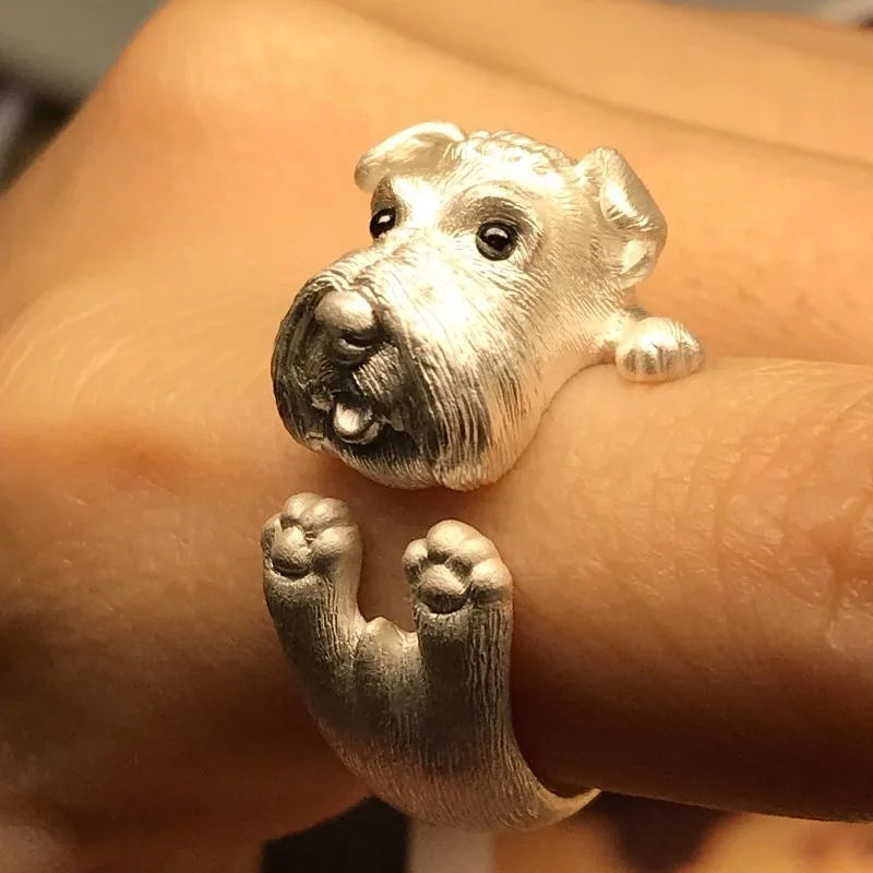 Fashion Cute Silver Color Puppy Opening Ring For Men Women