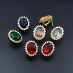 Quality Colors CZ Zircon Oval Earrings.