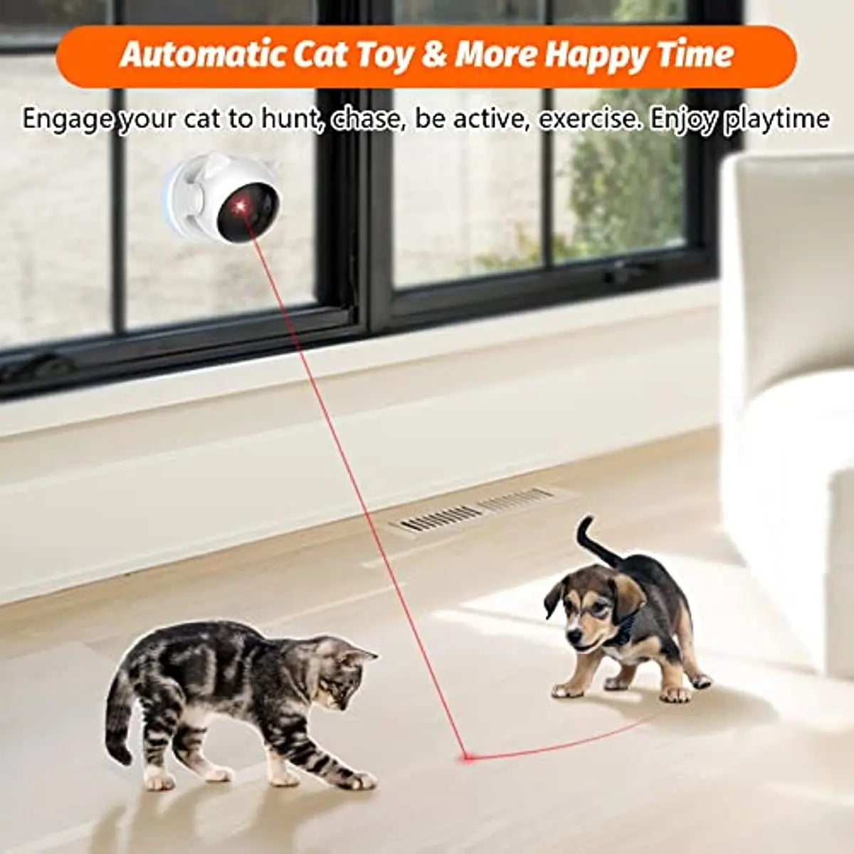 ATUBAN Automatic Cat Laser Toy for Indoor Cats,Interactive cat Toys for Kittens/Dogs,Fast/Slow Mode,Adjustable Circling Ranges