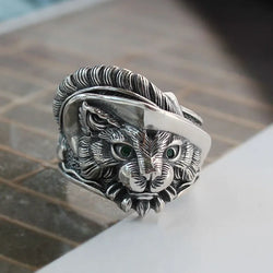 Silver Cat Rings Christmas Gift for unisex.