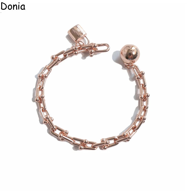 Donia jewelry European and American fashion small ball bamboo single circle chain titanium steel bracelet luxury gift