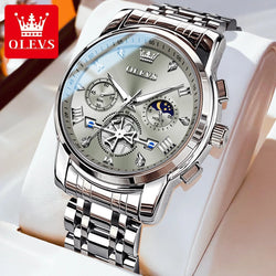 OLEVS Stainless Steel Men's Watches Chronograph Moon .