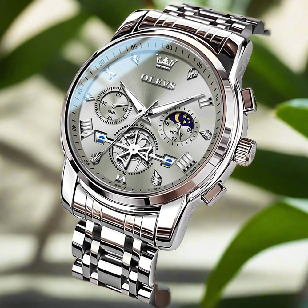 Stainless Steel Men's Watches Chronograph Moon.