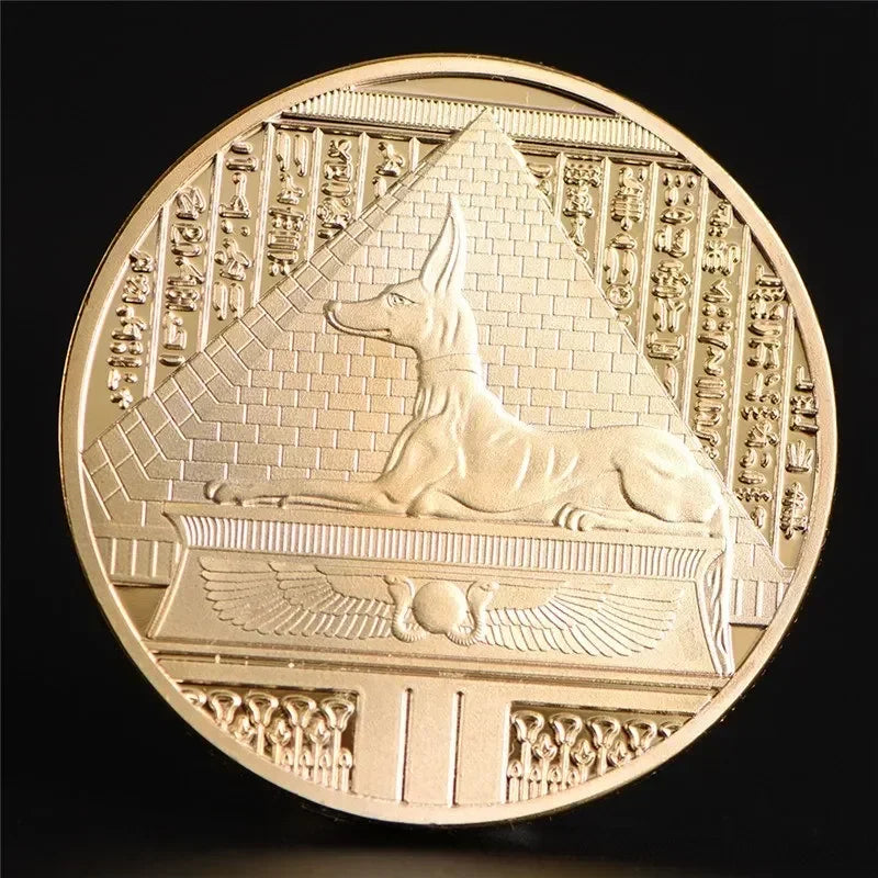 Anubis coin, Egyptian mythology, Gold plated coin, Commemorative coin, Ancient Egypt, Coin collection, Collectible coin, Egyptian god Anubis, Replica coin, Gift idea, Coin enthusiast, Historical coin, Mythological coin, Ancient culture, Symbolic coin,