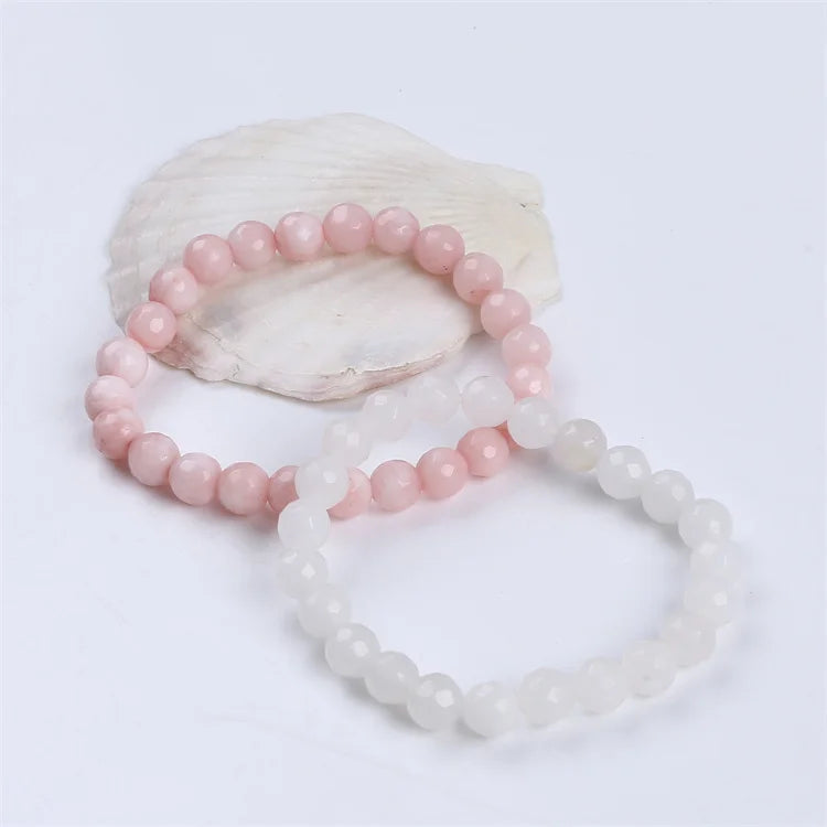 Natural Pink Crystal Bead Elastic Bracelet