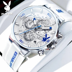 PLAYBOY Luxury Men Watch Silicone Strap Waterproof.