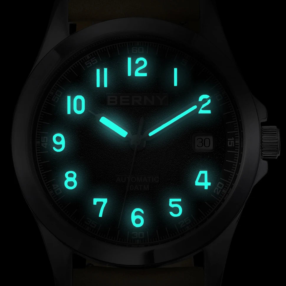 BERNY Automatic Watch Men Seagull Mechanical.