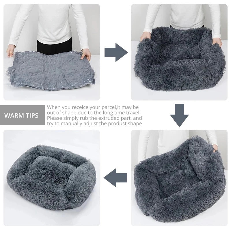 Rectangle Plush Dog Bed Winter Warm Mat