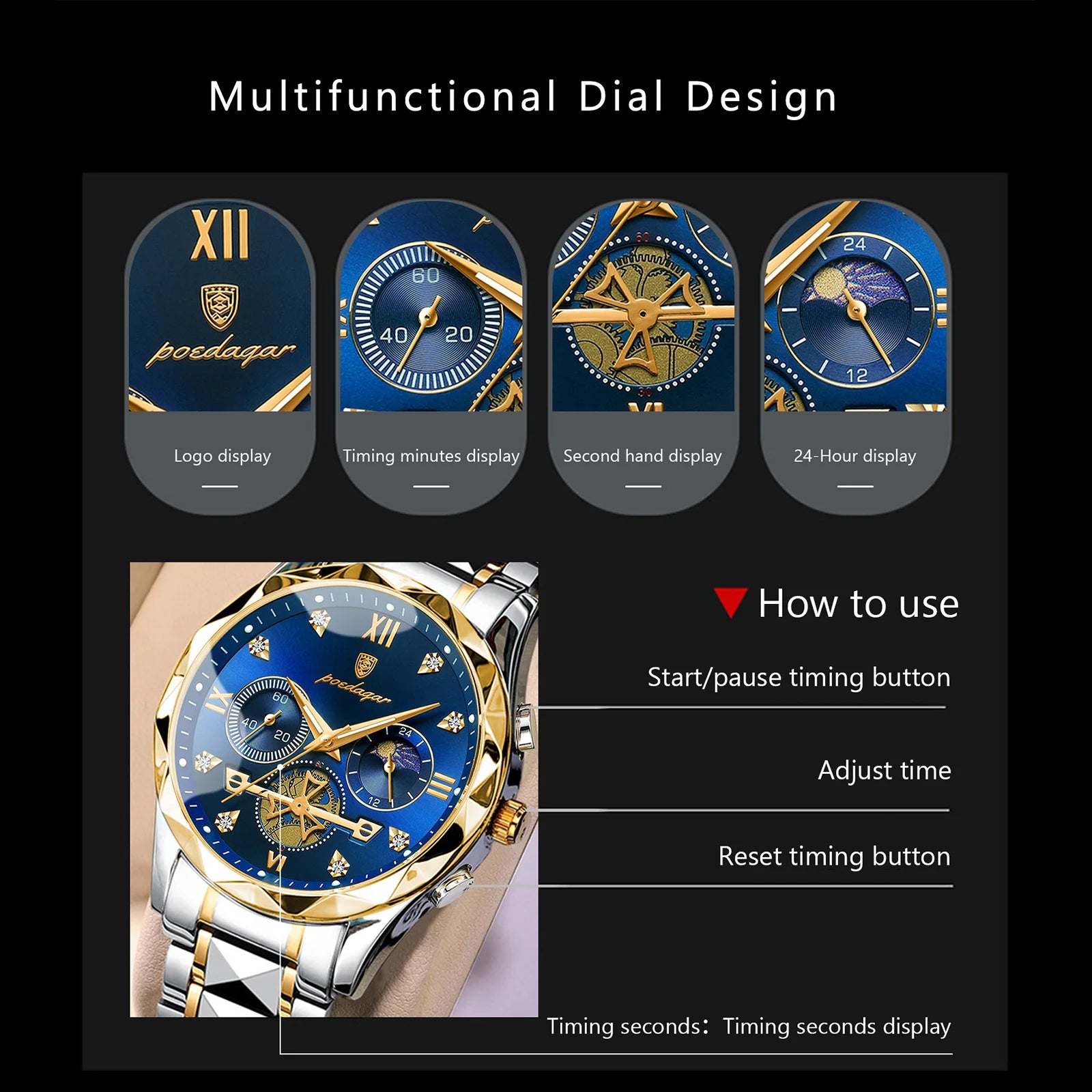 Luxury watches, Men's quartz watches, High-end timepieces, Elegant design, Swiss quartz movement, Stainless steel case, Sapphire crystal, Leather strap, Chronograph function, Water resistant, Designer watches, Classic style, Timeless craftsmanship, Dress watch, Prestigious brand,