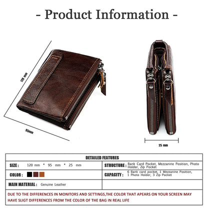 Genuine Leather Short Men RFID Wallets.