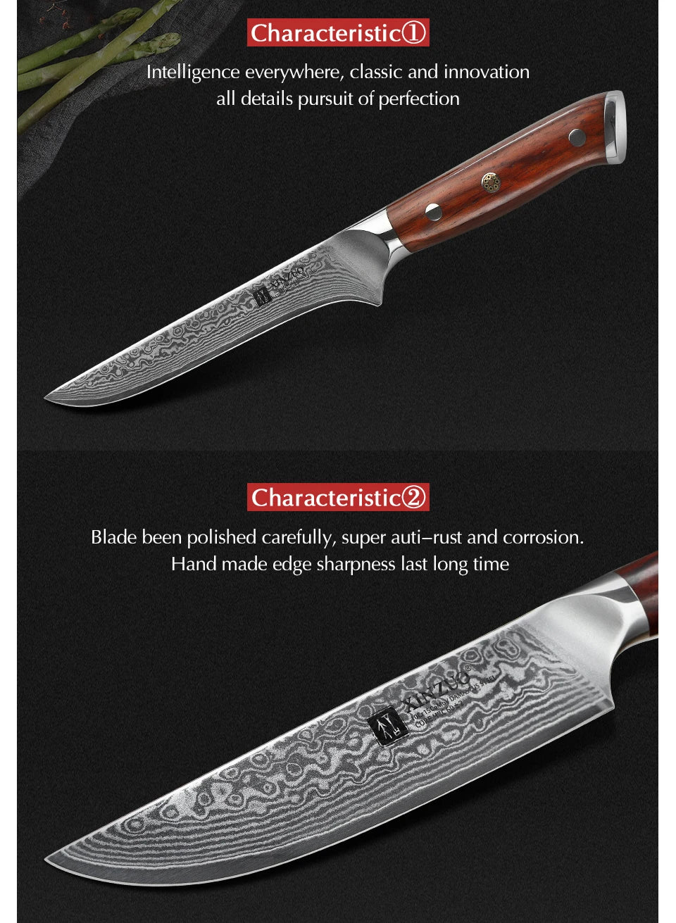 XINZUO 1-10 PCS Kitchen Knife 67 Layers Damascus Steel Chef Slicing Utility Paring Knife Steel Rosewood Handle Razor Sharp