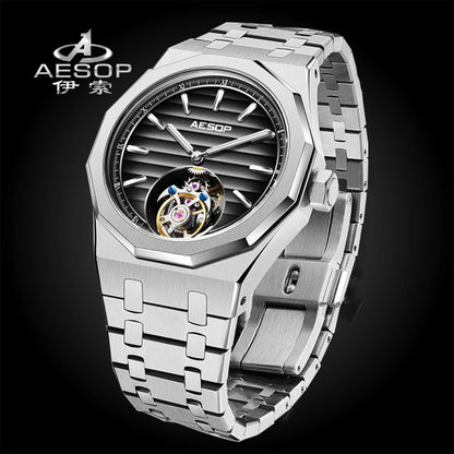 AESOP Flying Tourbillon Mechanical Skeleton Watch For Man.