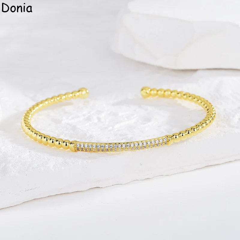 Donia jewelry new European and American fashion creative inlaid zircon emerald open bracelet palace luxury jewelry bracelet