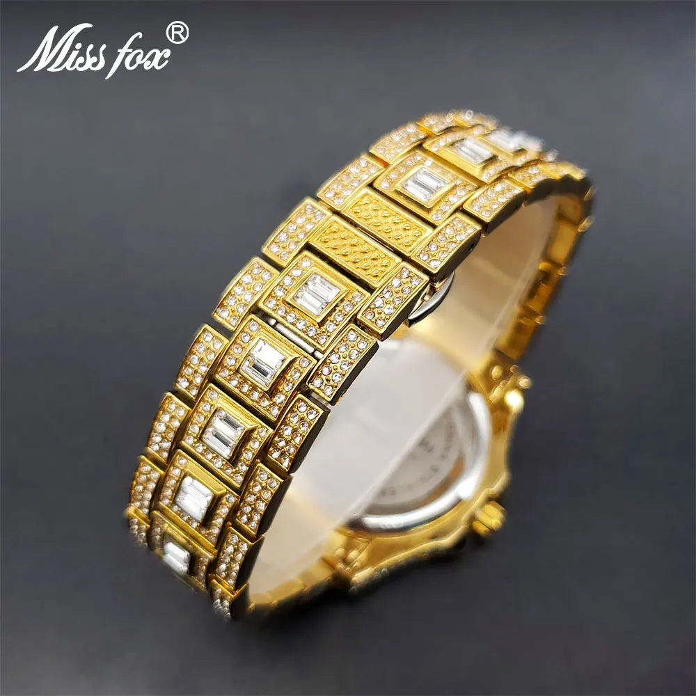 Man Waterproof Watch Rainbow Diamond Luxury Gold Watches For Men Luminous Waterproof Calendar Hand Clock Gentleman Droshipping