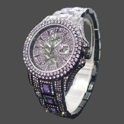 Men's Quartz Watch Purple Luxury Jewlry.