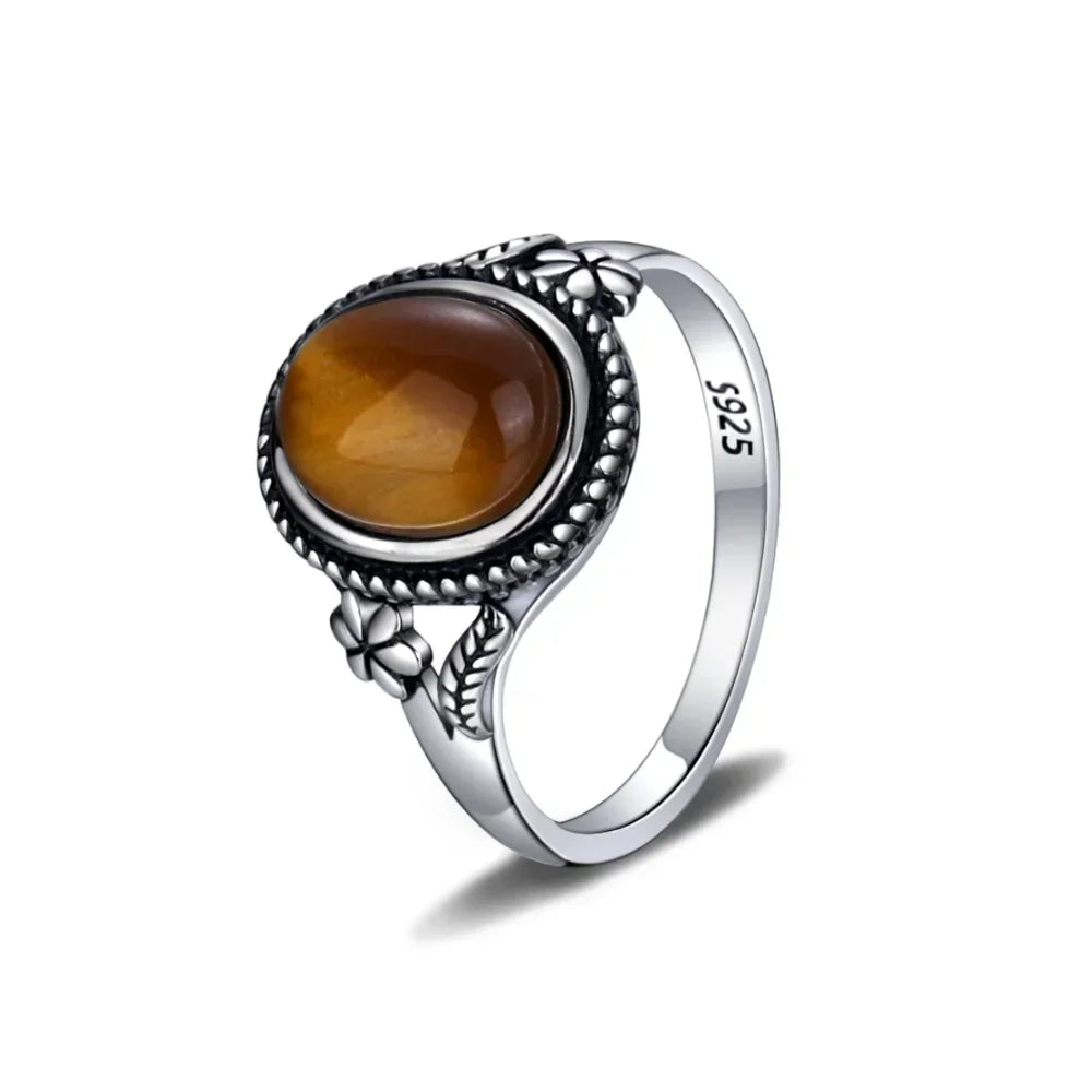 Natural Tiger's Eye Stone Finger Ring.