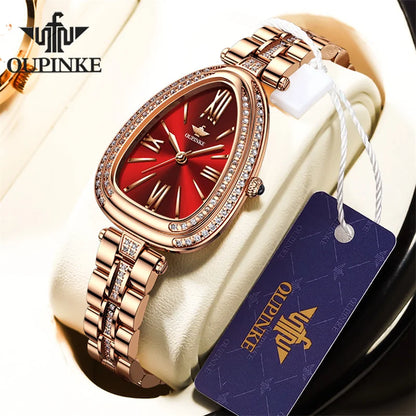 OUPINKE New Quartz Watch for Women Design Elegant Rose Gold Watchstrap Ladies Waterproof Wristwrist Watches reloj mujer