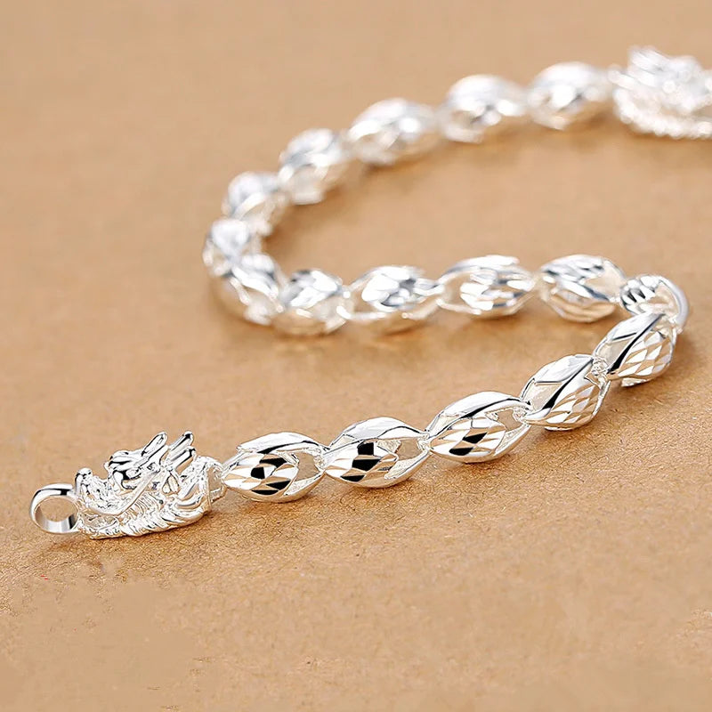 New Silver Bracelet Men Chinese Style