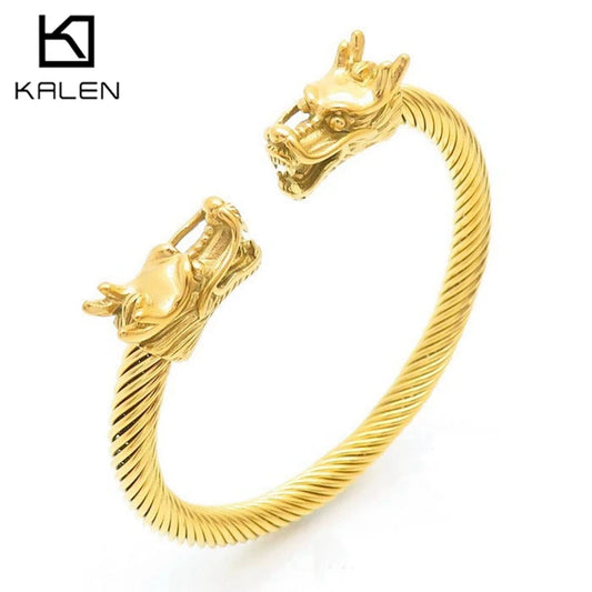 6MM Creative Dragon Charms Open Bangle.