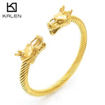 6MM Creative Dragon Charms Open Bangle.