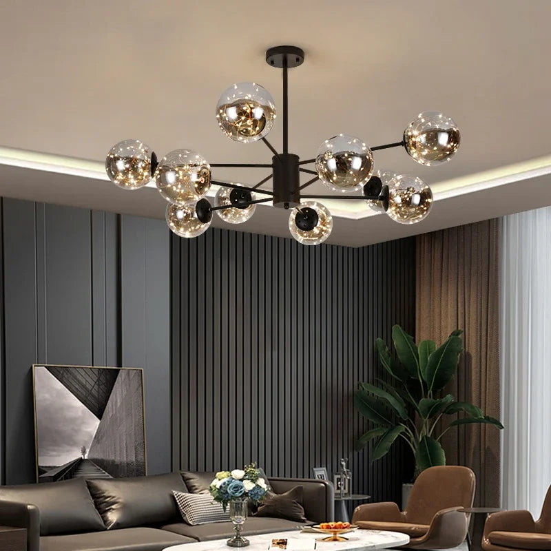 2024 Black Luxury Glass Ball Chandeliers.