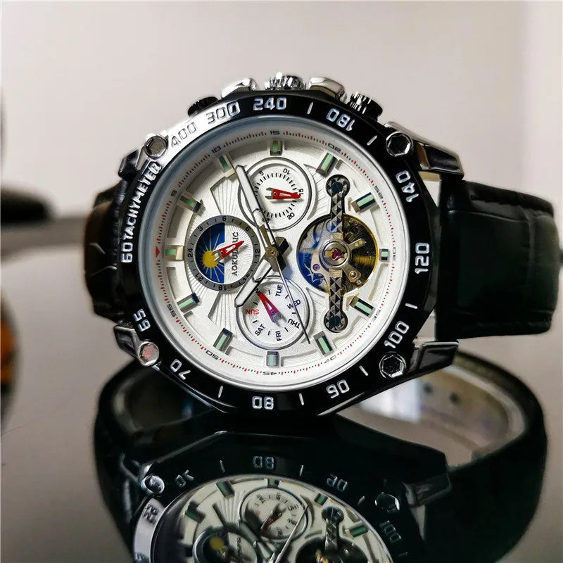 Aokulasic For Mens Watch Chronograph Automatic Skeleton.