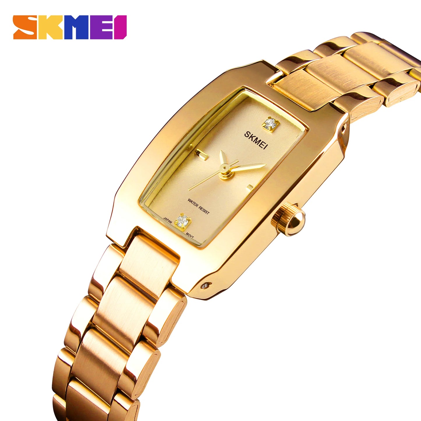 SKMEI 1400 Relogio Feminino Quartz Watch Fashion Thin Watches  Ladies Casual Dress Luxury Silver Ladies Rhinestone Waterproof