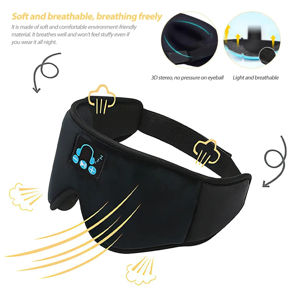 Rechargeable Sleep Earphones Smart Bluetooth Music Sleeping Eye Mask.