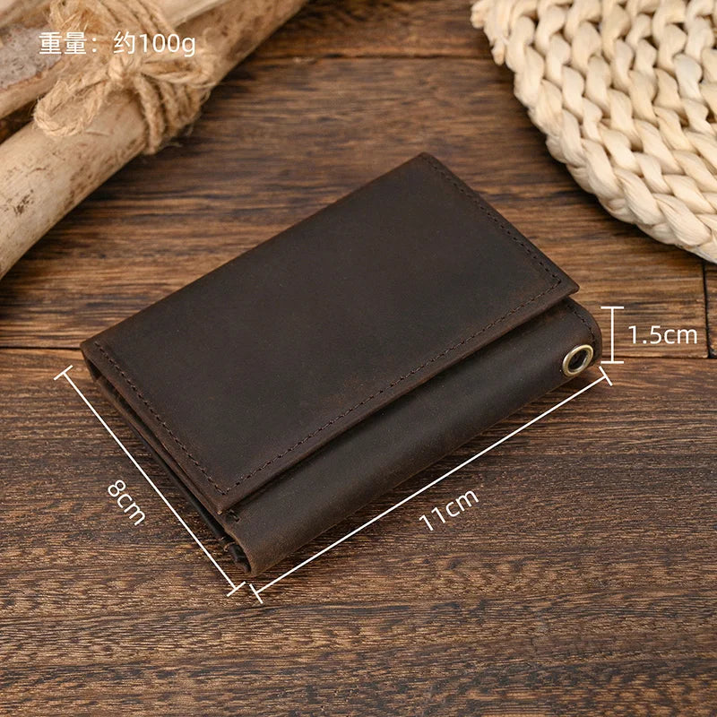 Cowhide Short Wallet Luxury Brand Men.