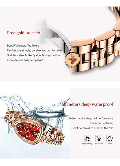 OUPINKE New Quartz Watch for Women Design Elegant Rose Gold Watchstrap Ladies Waterproof Wristwrist Watches reloj mujer