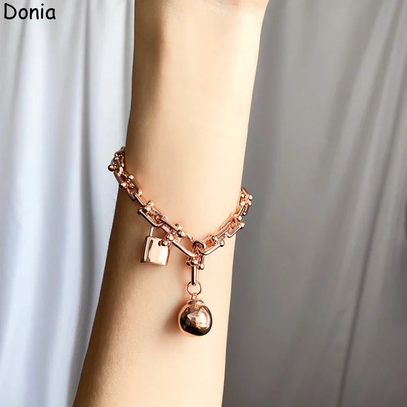 Donia jewelry European and American fashion small ball bamboo single circle chain titanium steel bracelet luxury gift