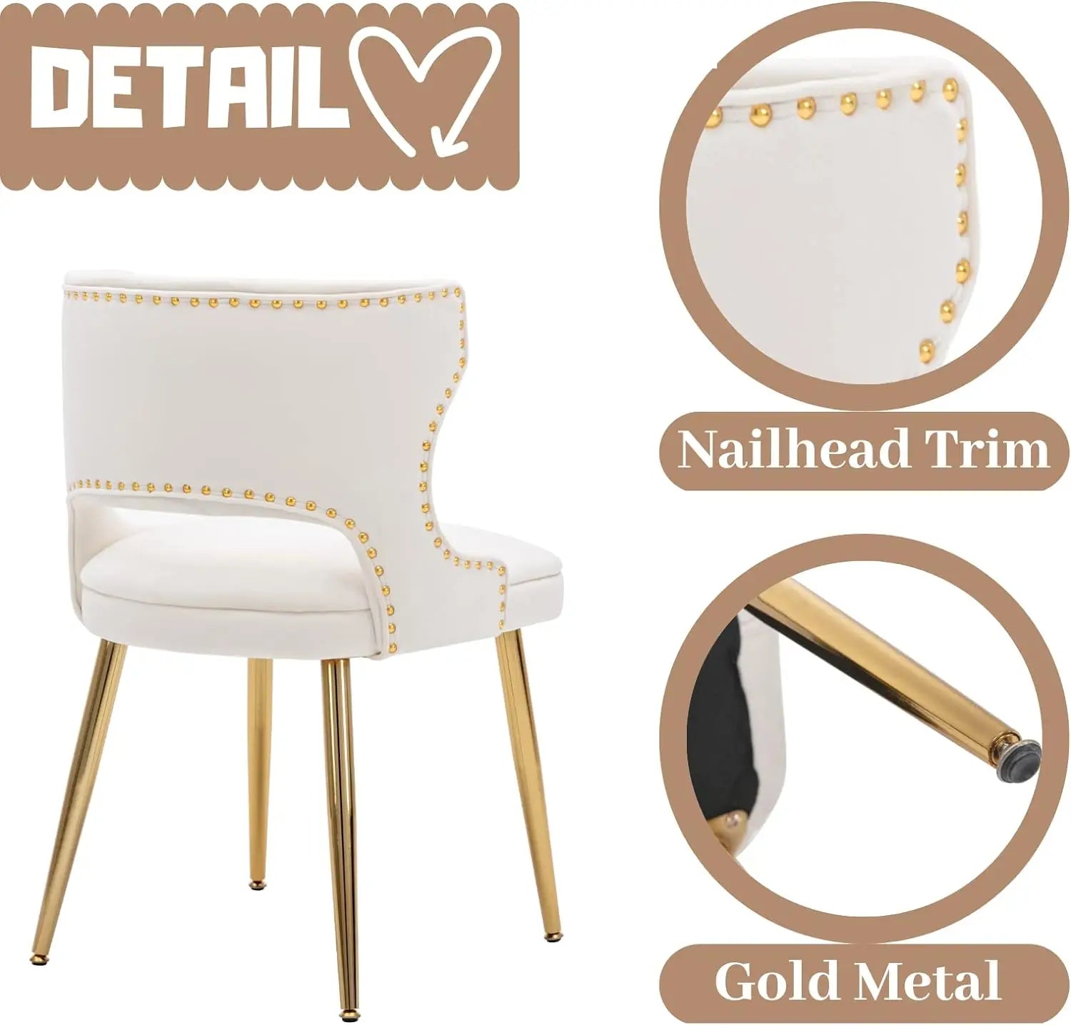 Velvet Dining Chairs with Gold Legs Upholstered Set.