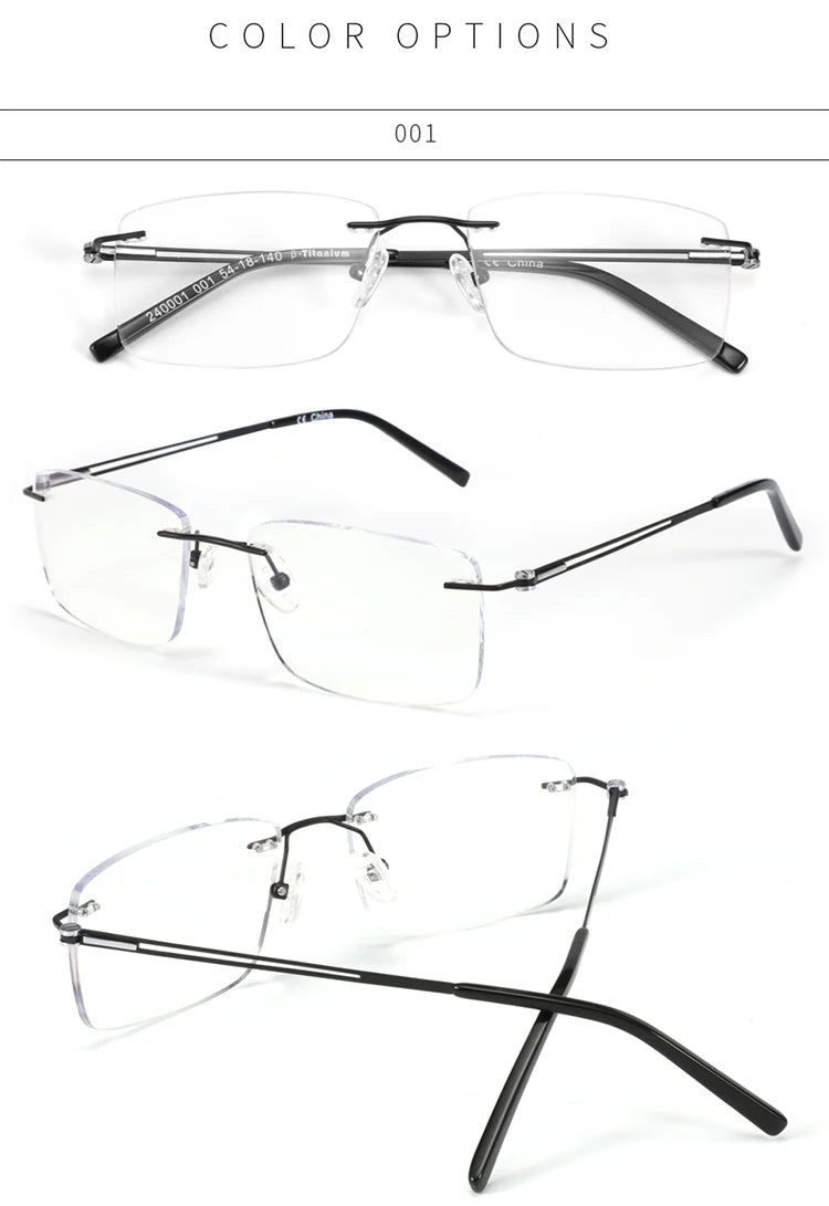 Rectangle Pure Titanium Prescription Glasses for Anti Reflective.