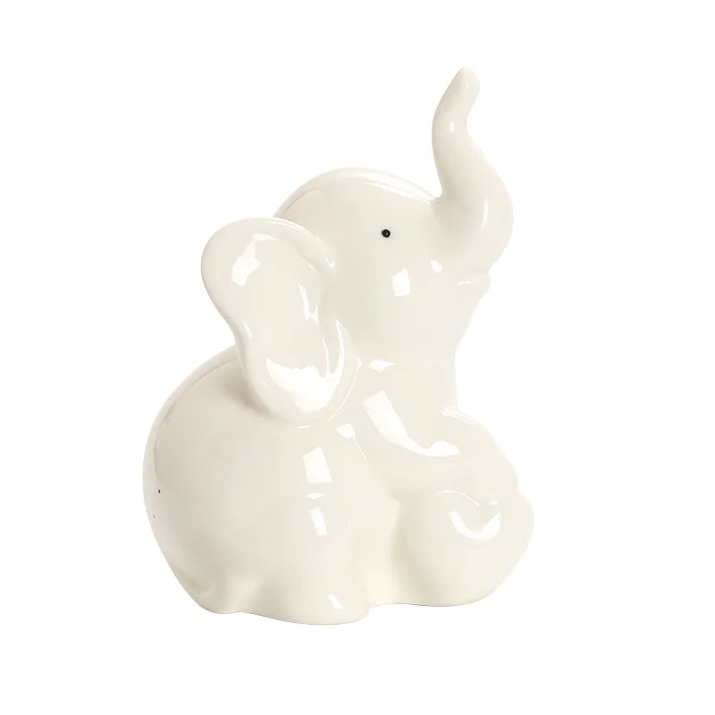 Nordic Style Golden Elephant Ceramic Ornaments Cute Animal Figurine Living Room Home Accessories Office Porcelain Crafts Decor