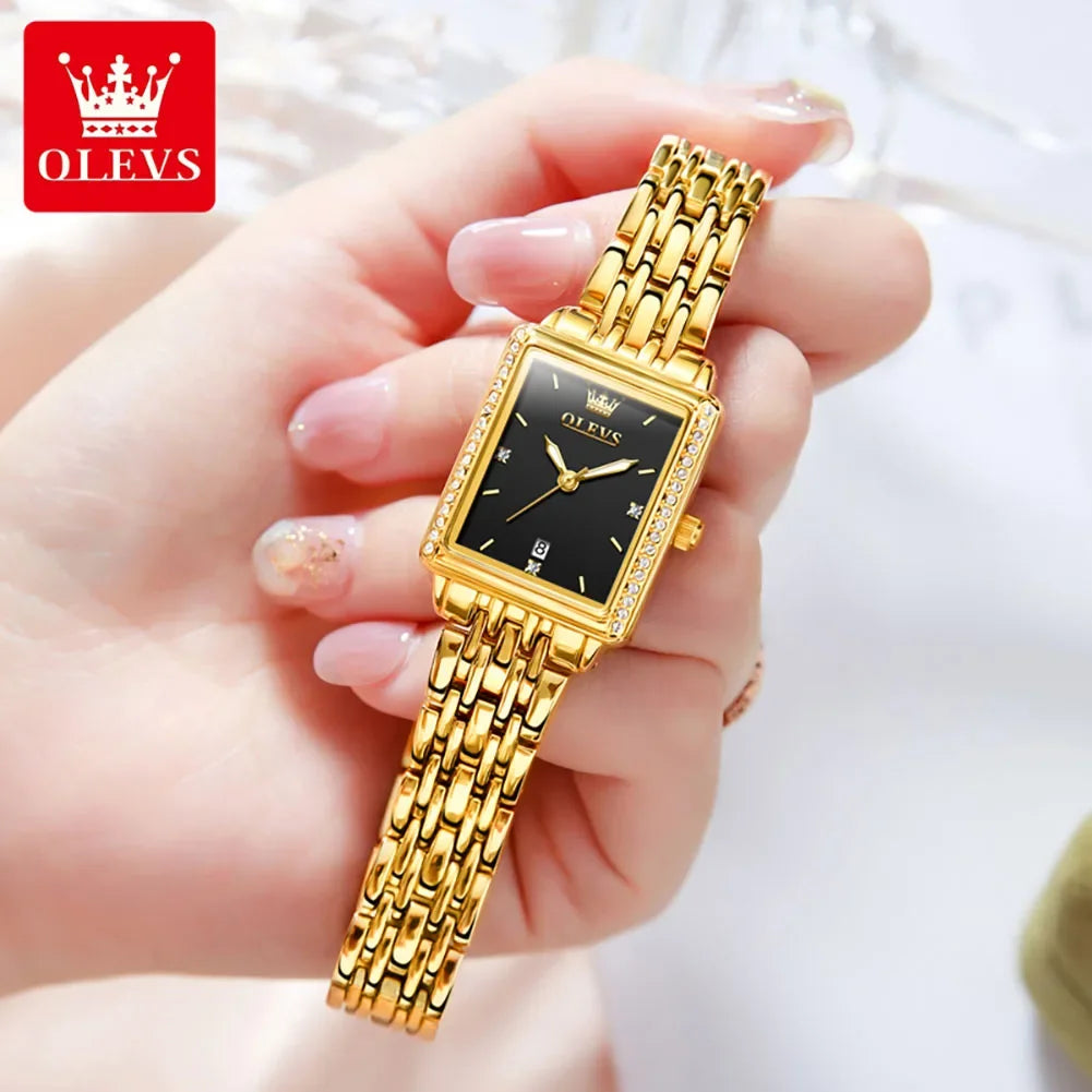 OLEVS 9995 Women's Watch Luxury Elegant Diamond Watch Classic Original Brand Gold Stainless Steel Waterproof Women Quartz Watch