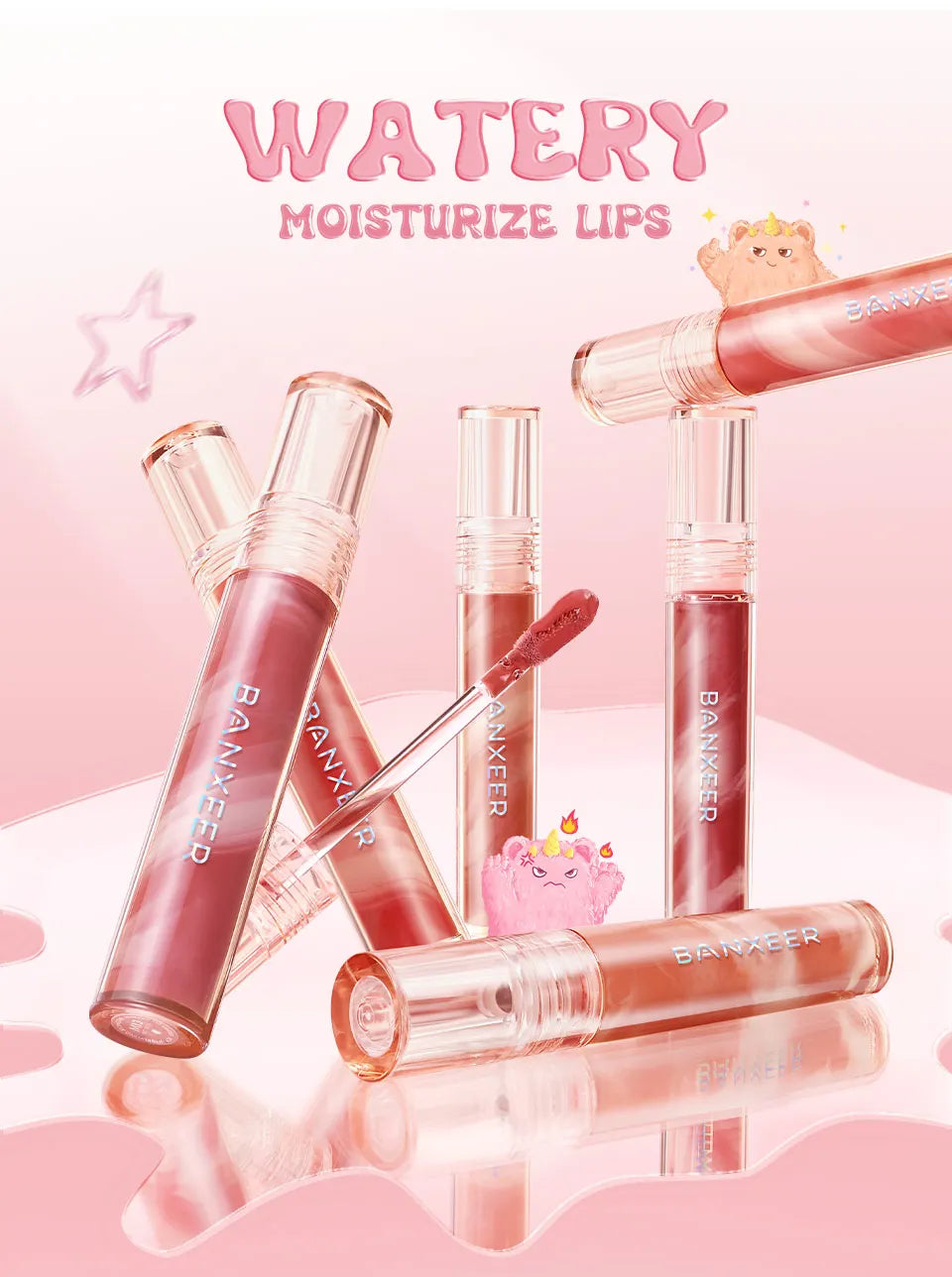 BANXEER Lip Gloss Lip Glaze Moisturizing Lightweight Non-sticky.