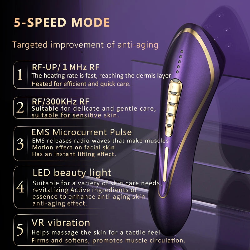 radio frequency beauty instrument lifts and tightens face.