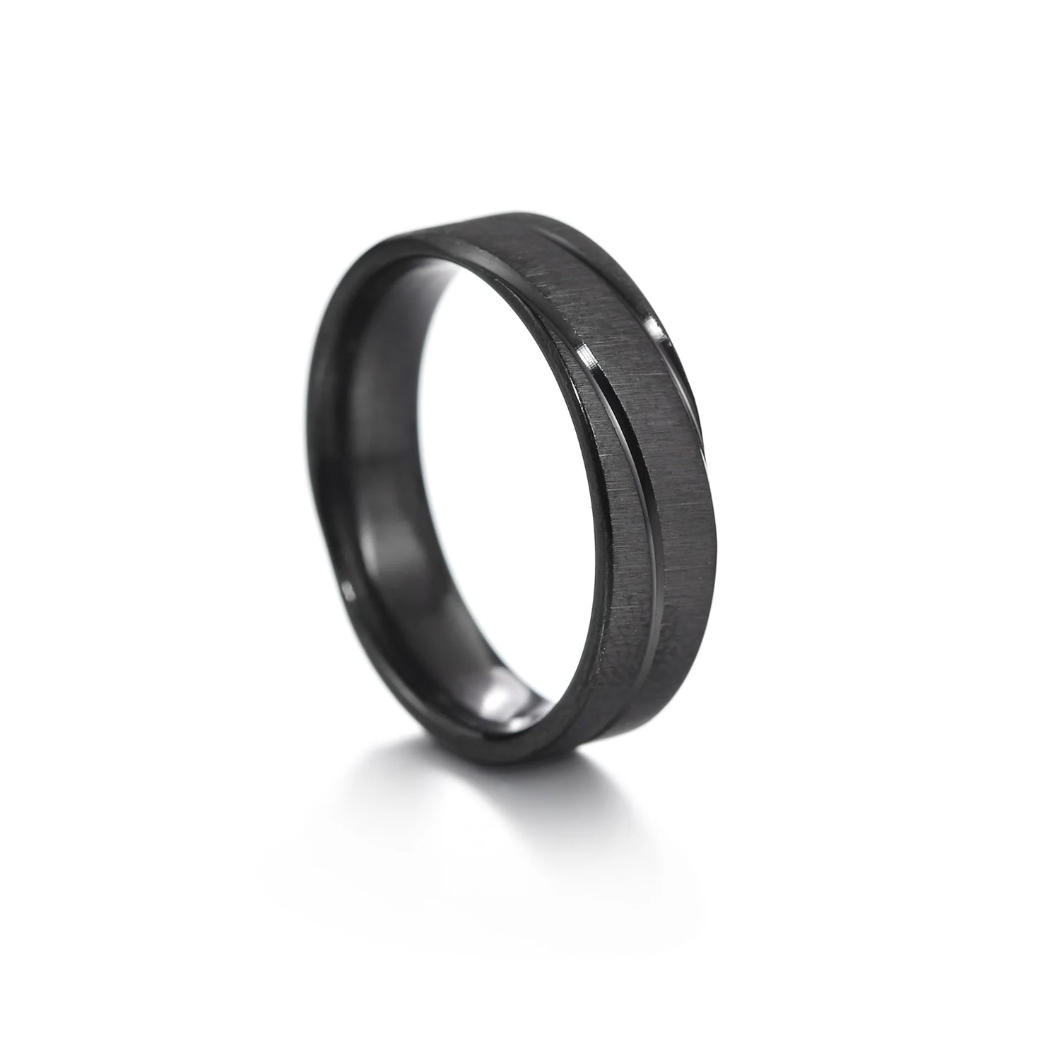 Fashion Black Tungsten Wedding Band Steel Twill Punk Rings For Men Women Groove Carbon Fiber Wedding Ring