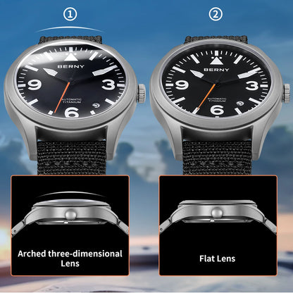 BERNY Pilot Titanium Automatic Watch for Men.