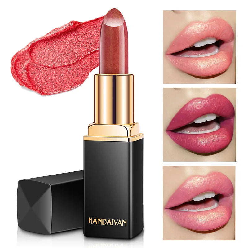 Handaiyan 9 Colors Glitter Matte Velvet Nude Lipstick Shimmer Sexy Red Pigments Makeup Long Lasting Waterproof Profissional