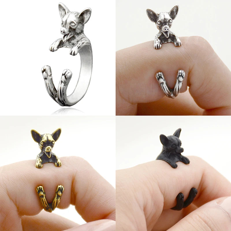 6 Style Dog Rings for Women, Girls.