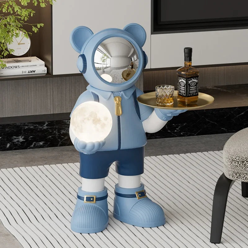 Style Large Bear Model Spaceman Figurines Moon Lamp Light Luxury.