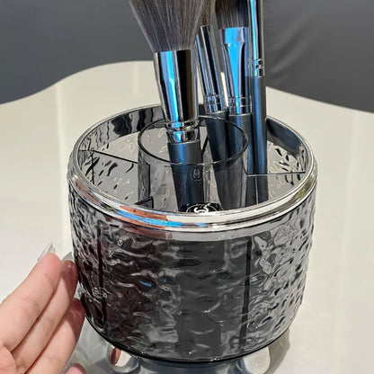 Makeup Brush Holder With Lid 360° Rotating.