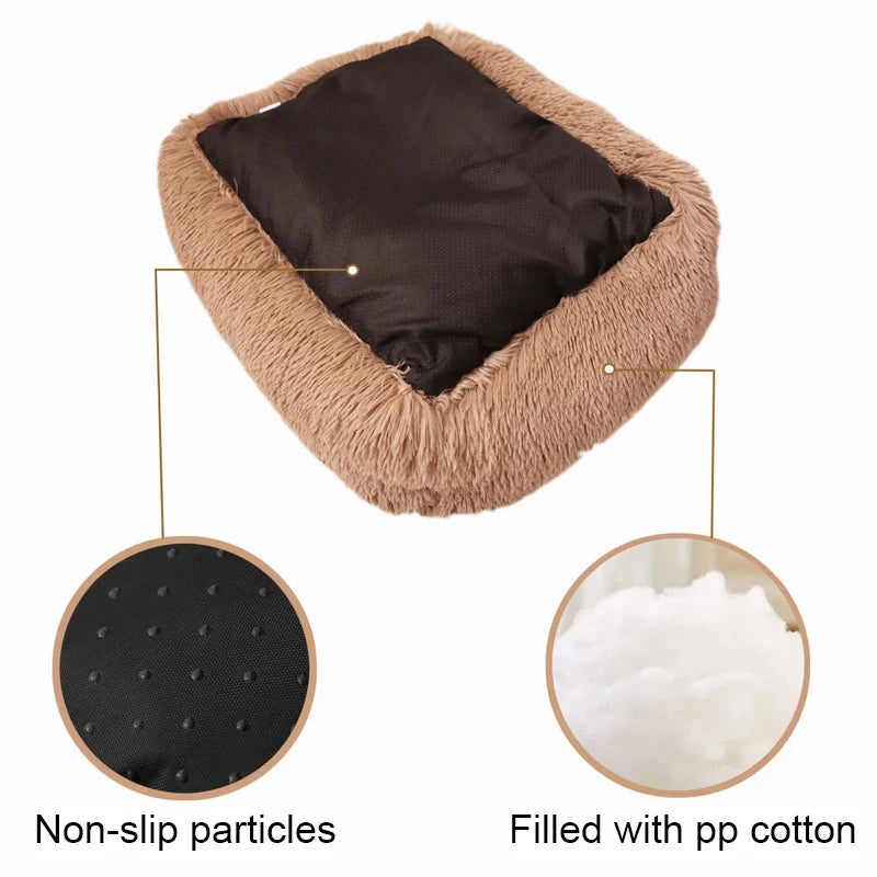 Rectangle Plush Dog Bed Winter Warm Mat