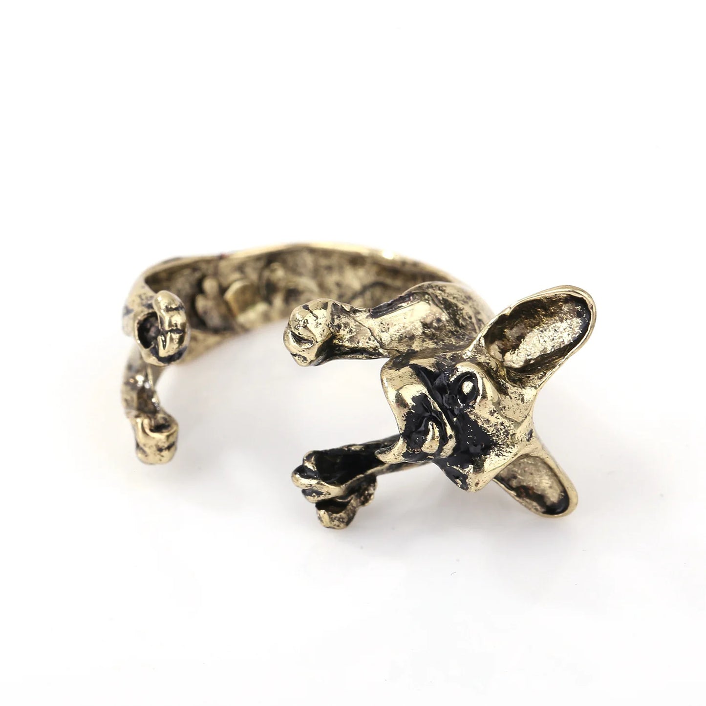 Vintage German Shepherd Blue Dog Wrap Ring.