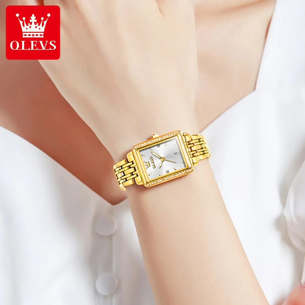 OLEVS 9995 Women's Watch Luxury Elegant Diamond Watch Classic Original Brand Gold Stainless Steel Waterproof Women Quartz Watch