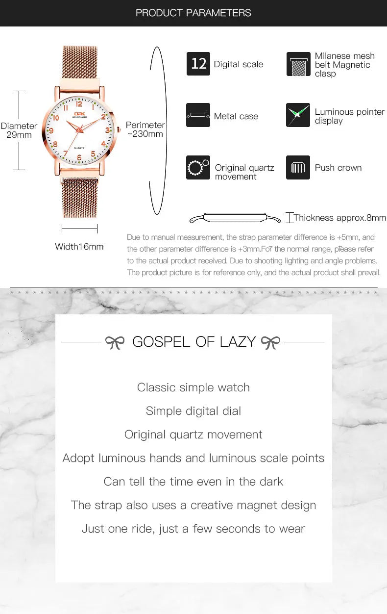 OPK Elegant Woman Watch Waterproof Fashion Quartz Ladies Wristwatches Luminous Luxury Classics Women&